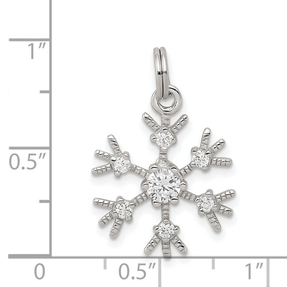 Sterling Silver Snowflake Pendant with Cubic Zirconia, Winter Holiday Theme for Women