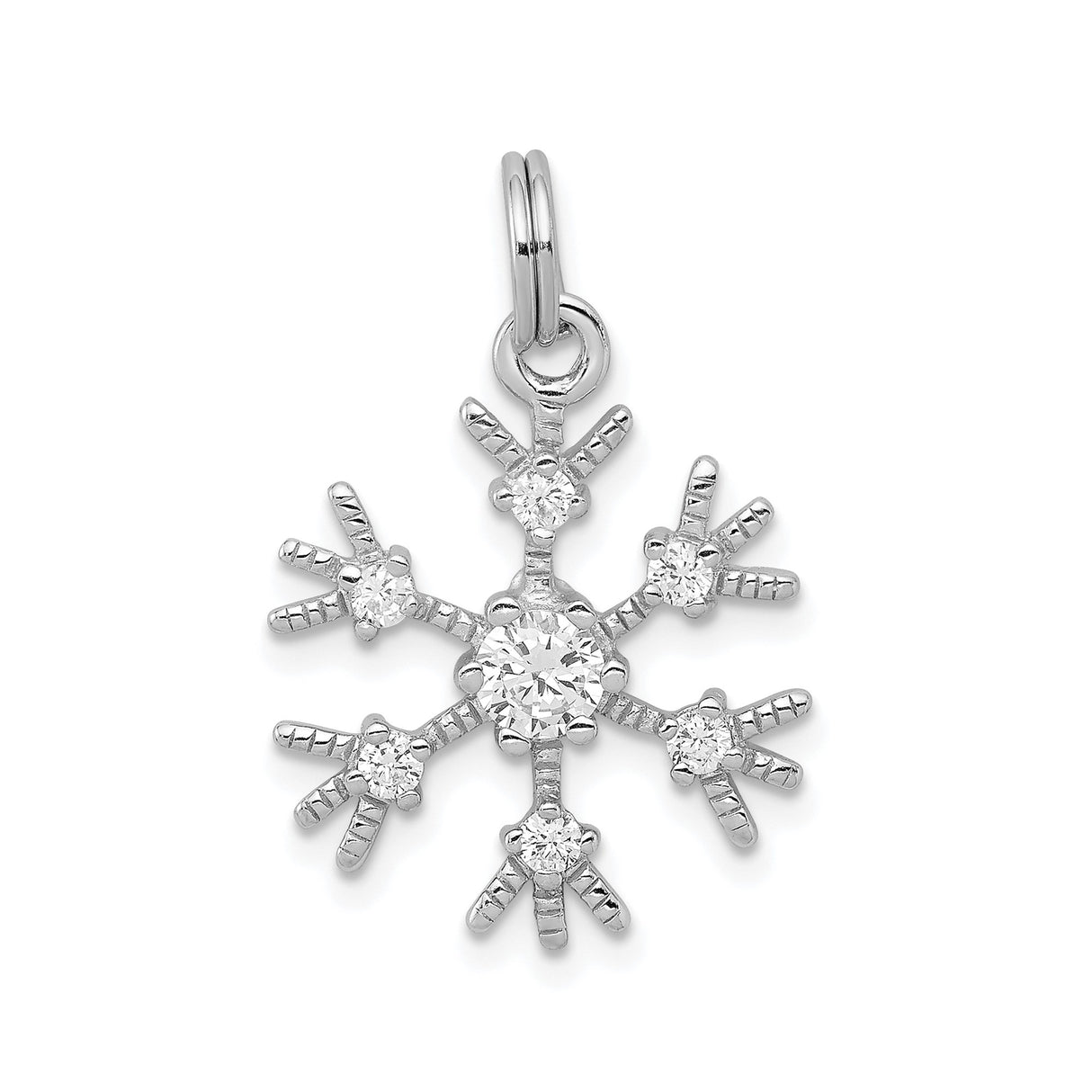 Sterling Silver Snowflake Pendant with Cubic Zirconia, Winter Holiday Theme for Women