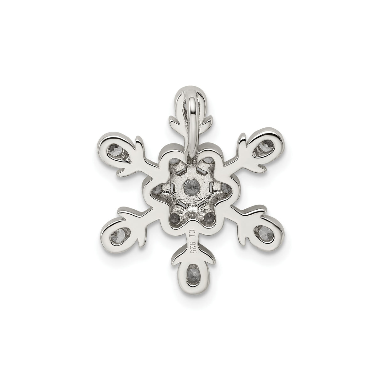 Sterling Silver Snowflake Pendant with Cubic Zirconia, Winter Holiday Jewelry for Women