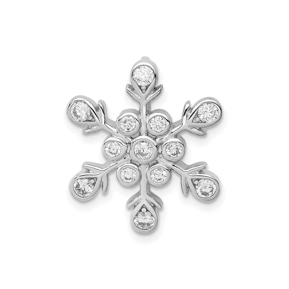 Sterling Silver Snowflake Pendant with Cubic Zirconia, Winter Holiday Jewelry for Women