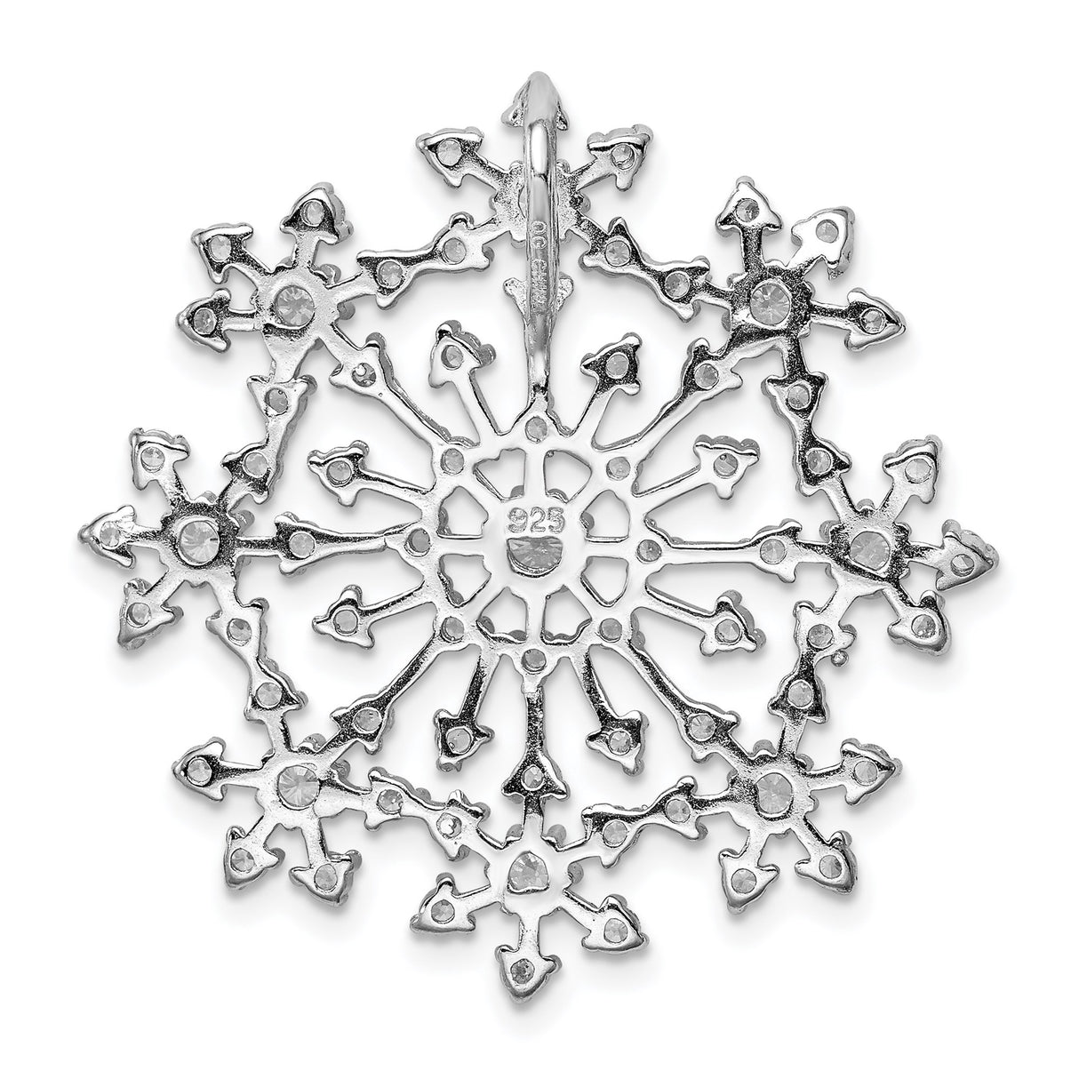 Sterling Silver Snowflake Brooch with Cubic Zirconia, Winter Jewelry Pin for Women