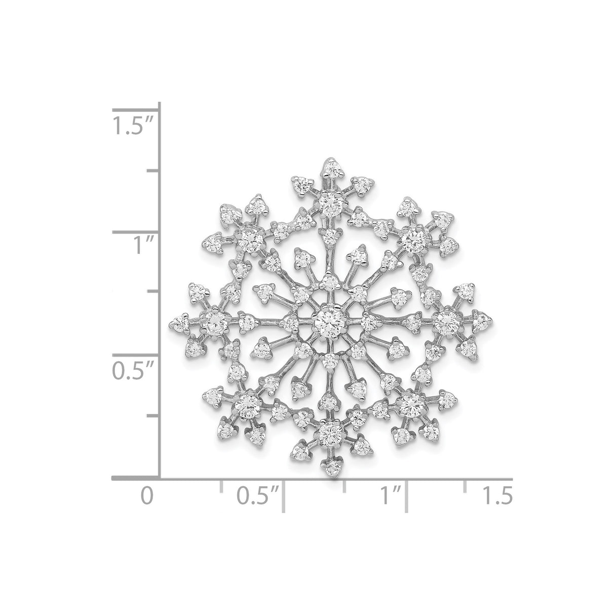 Sterling Silver Snowflake Brooch with Cubic Zirconia, Winter Jewelry Pin for Women