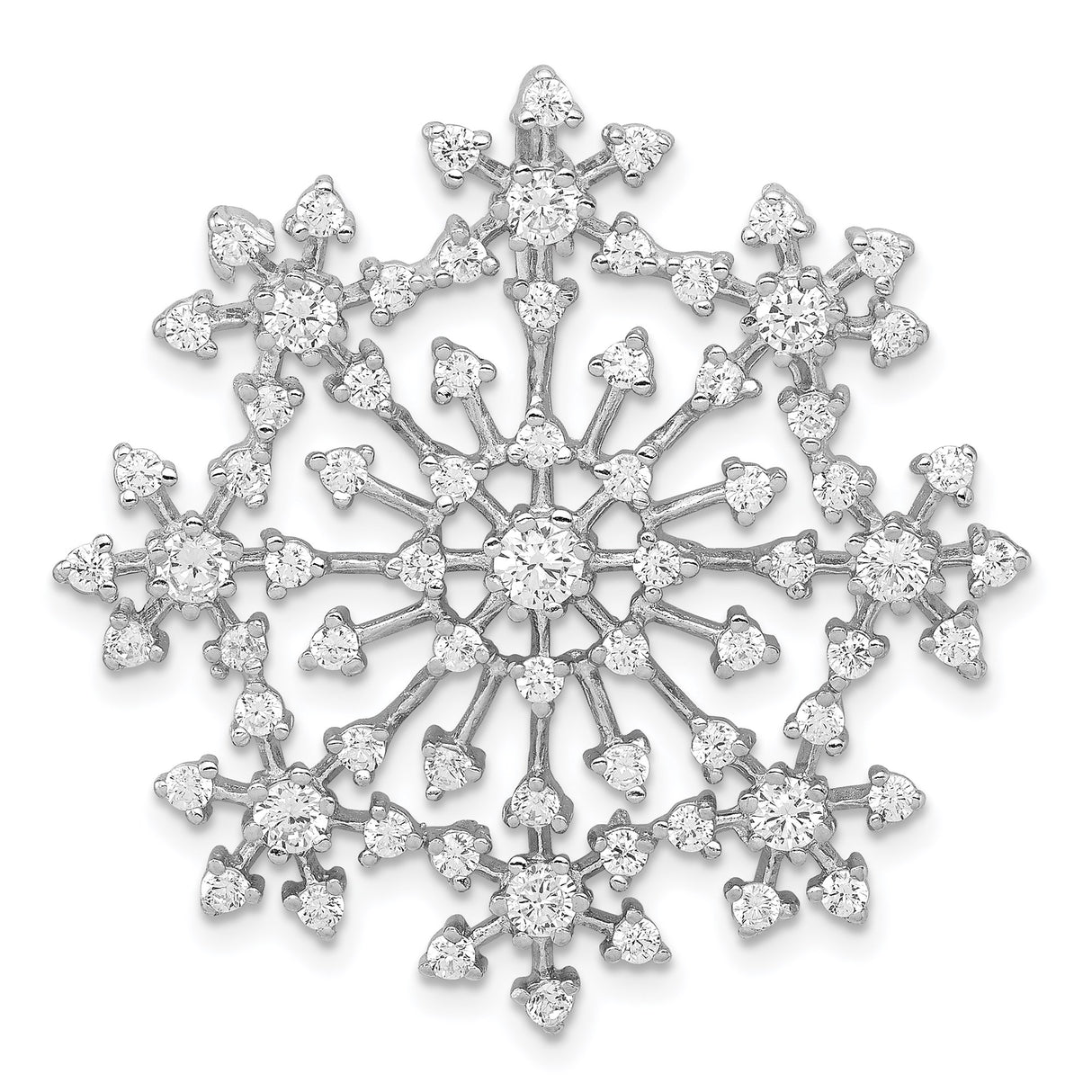 Sterling Silver Snowflake Brooch with Cubic Zirconia, Winter Jewelry Pin for Women