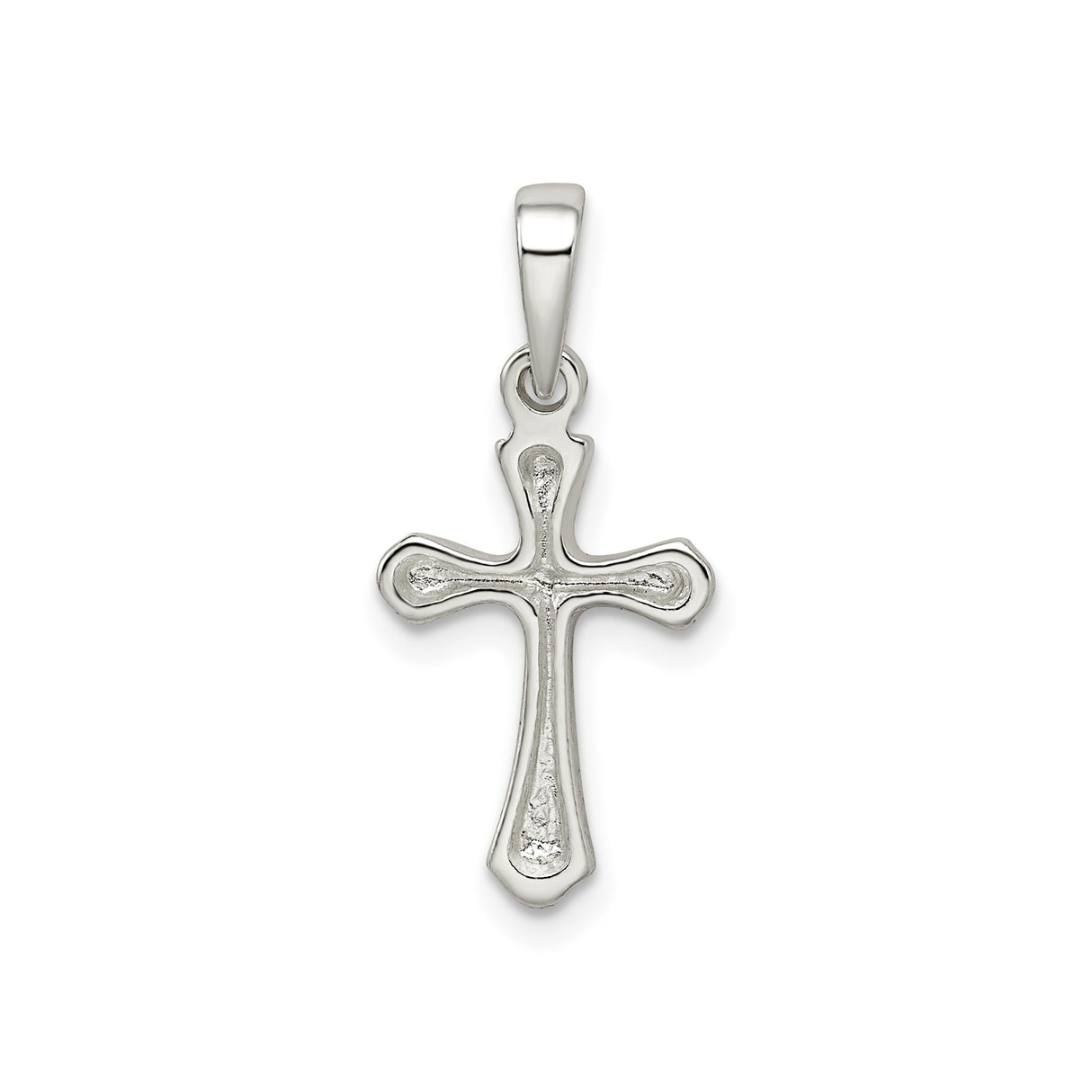 Sterling Silver Cross Pendant with Flared Edges and Raised Centerline Design Unisex
