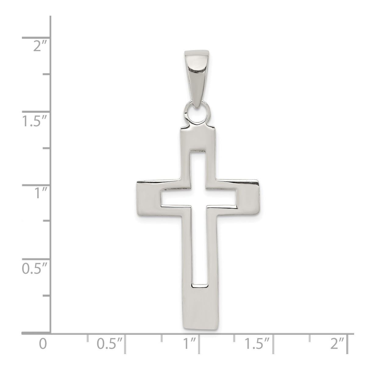 Sterling Silver Cross Pendant with Cut-Out Latin Cross Design, Unisex Religious Jewelry