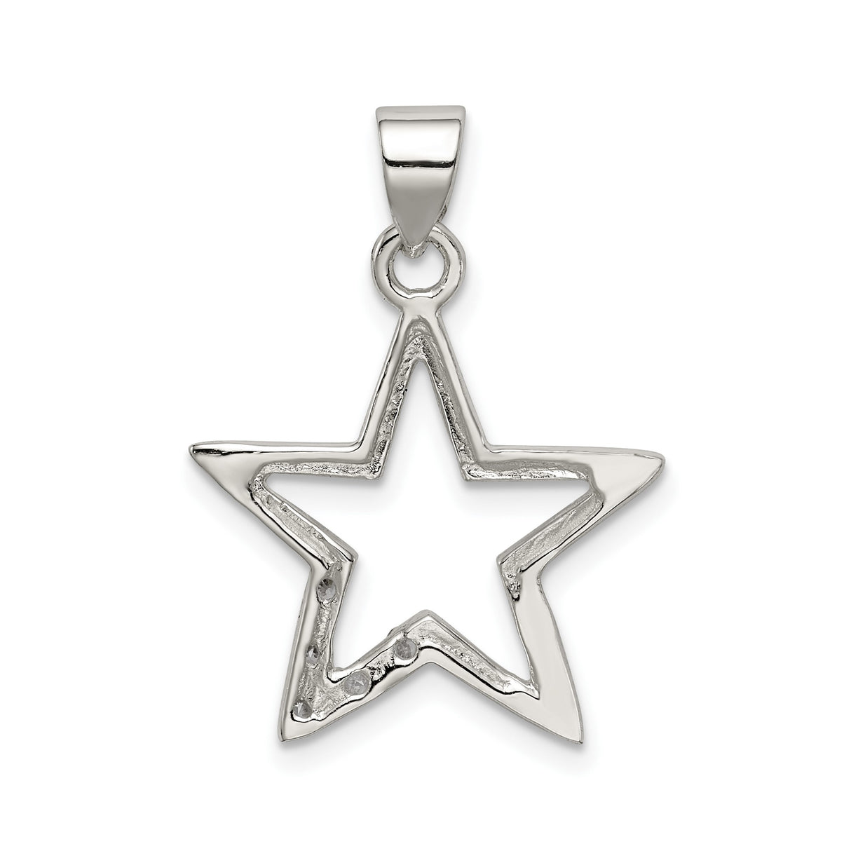 Sterling Silver Star Pendant with Cubic Zirconia, Minimalist Celestial Design for Women