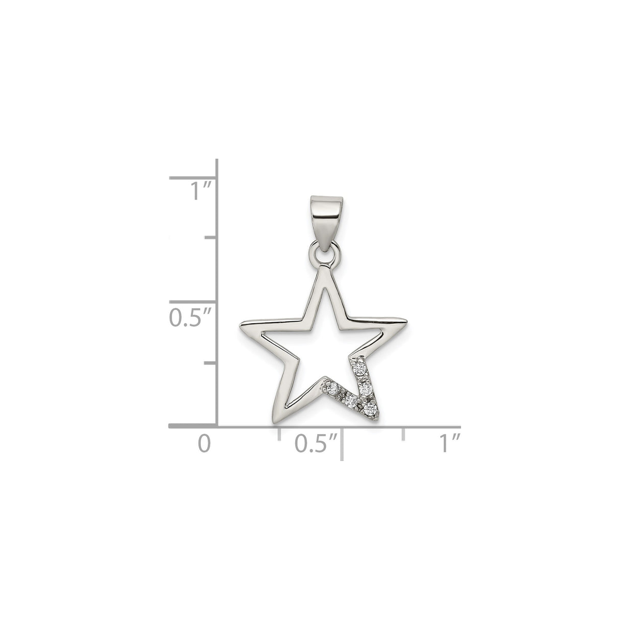 Sterling Silver Star Pendant with Cubic Zirconia, Minimalist Celestial Design for Women