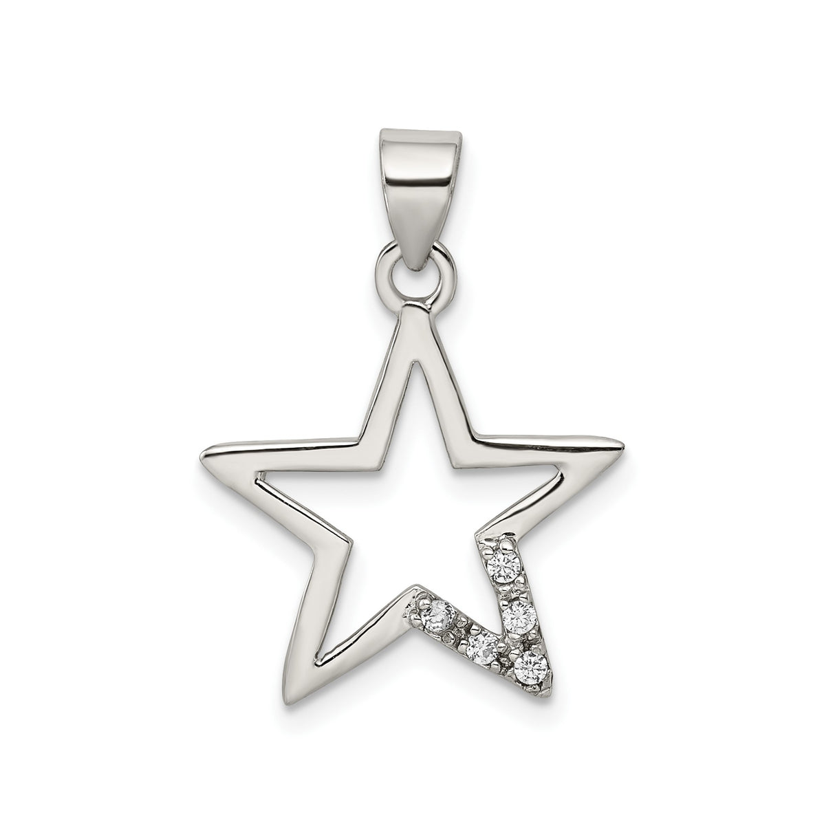 Sterling Silver Star Pendant with Cubic Zirconia, Minimalist Celestial Design for Women