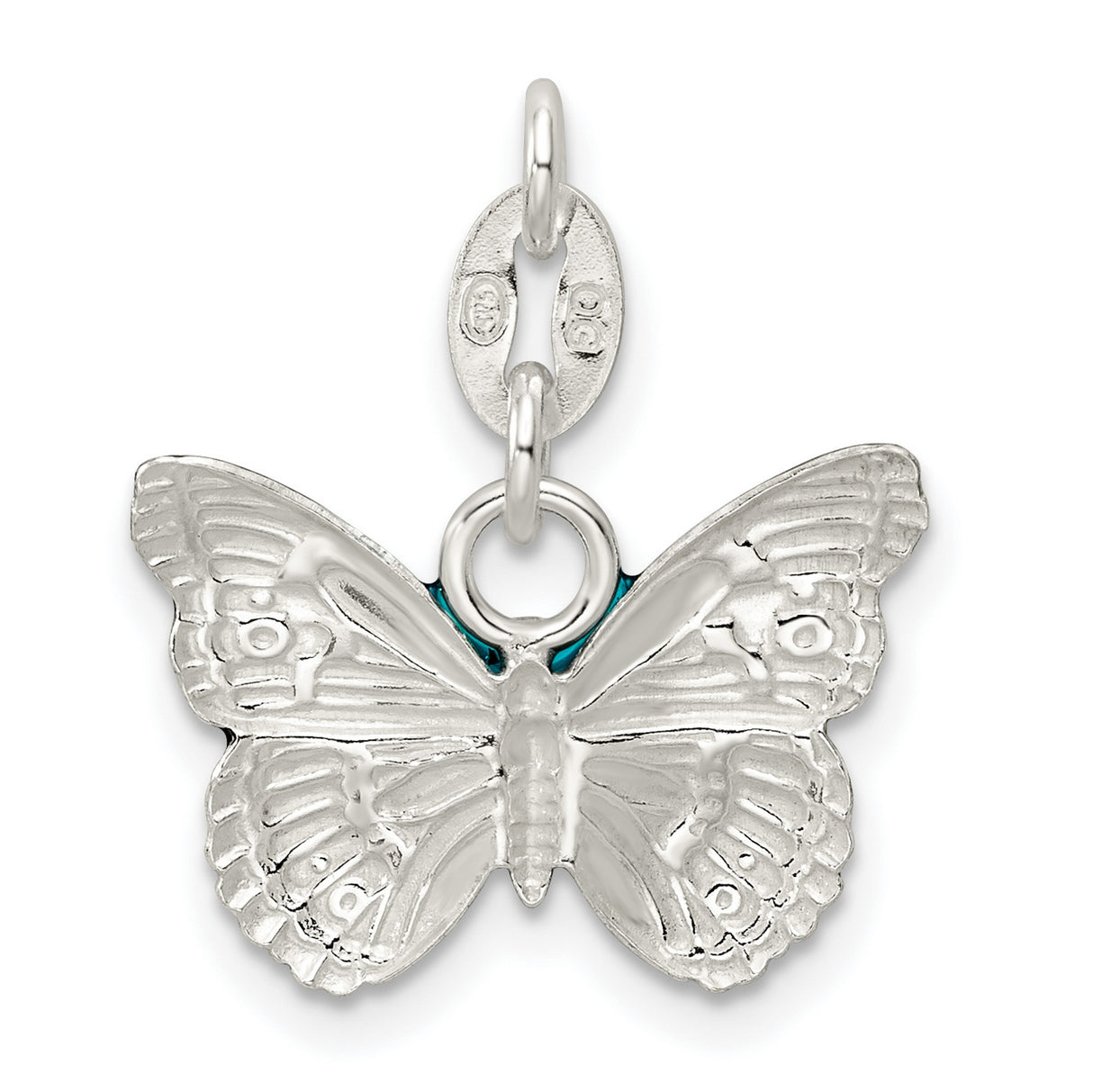 Enameled Butterfly Charm Pendant in Real 925 Sterling Silver
