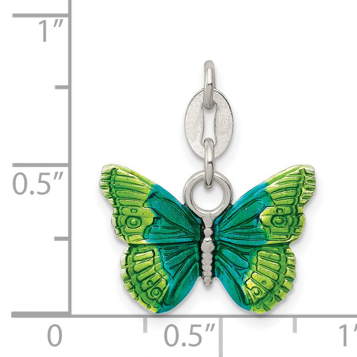 Enameled Butterfly Charm Pendant in Real 925 Sterling Silver