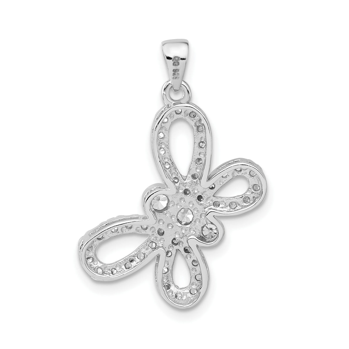 Sterling Silver Butterfly Pendant with Cubic Zirconia and Openwork Wings