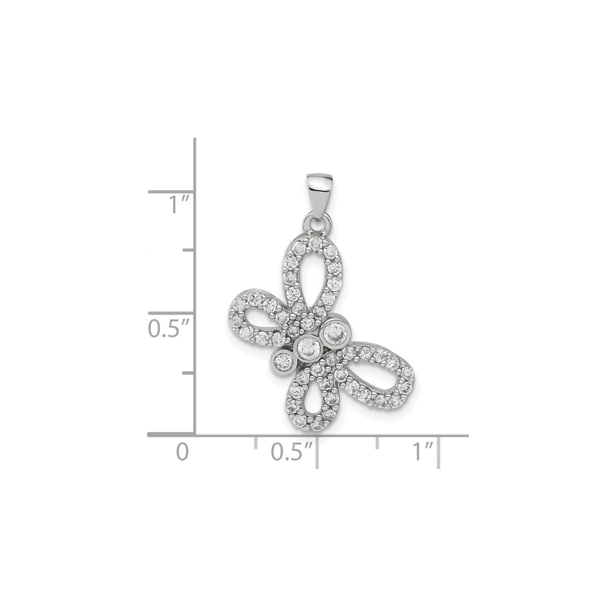 Sterling Silver Butterfly Pendant with Cubic Zirconia and Openwork Wings