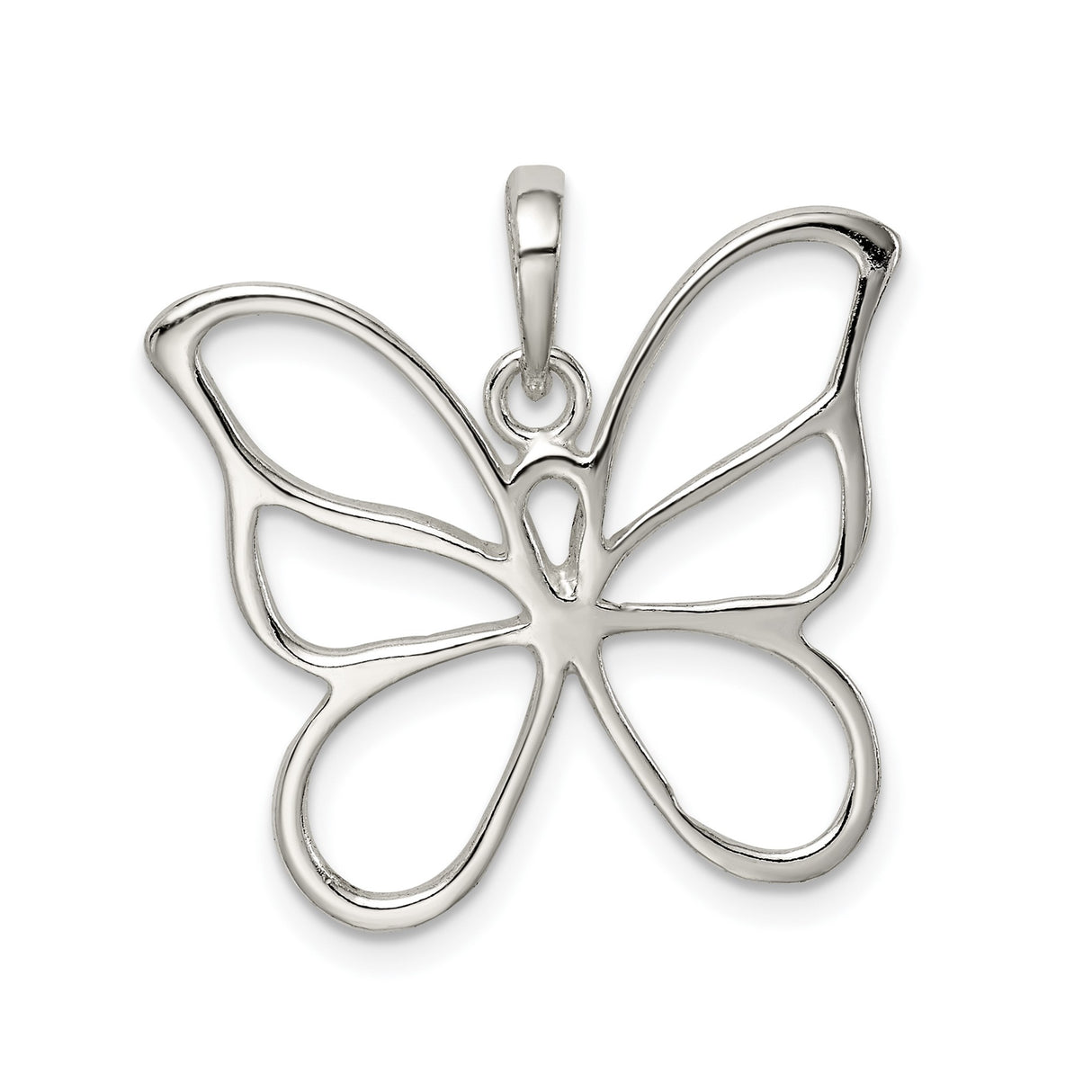 Sterling Silver Butterfly Pendant with Openwork Design, Nature-Inspired Charm for Women