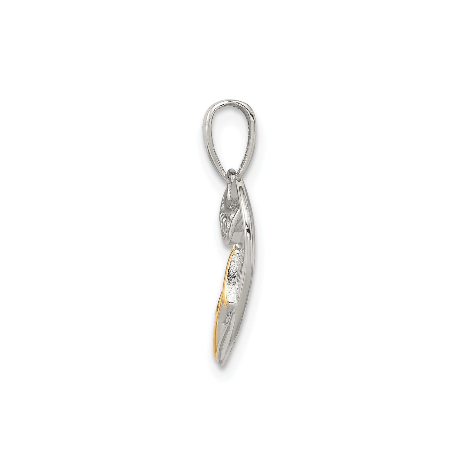 Sterling Silver Heart Pendant with Diamond, Mom Design and Gold Tone Lettering