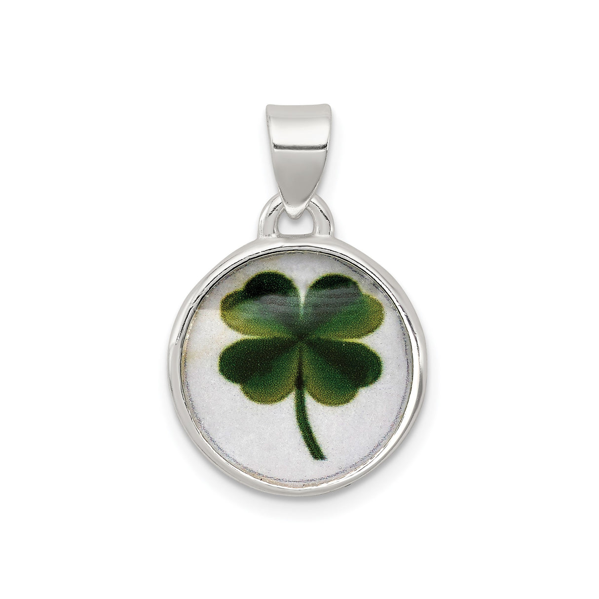 Sterling Silver Four Leaf Clover Pendant, Lucky Irish Charm, Celtic Unisex Jewelry