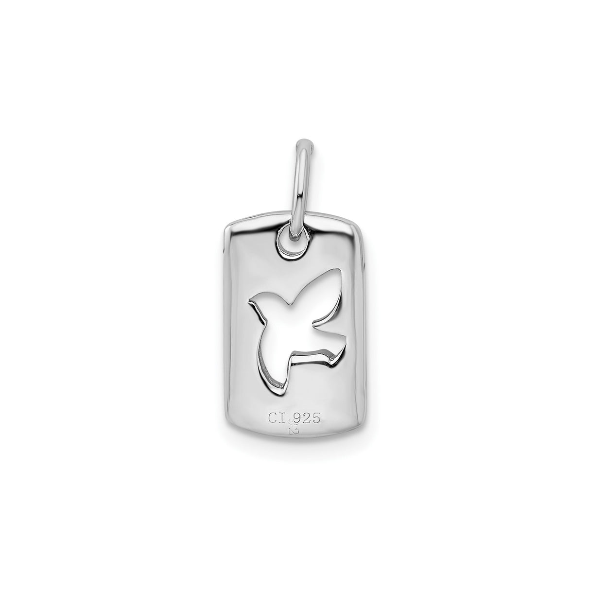 Sterling Silver Dove Pendant with Cutout Design and Cubic Zirconia, Christian Symbolic Jewelry