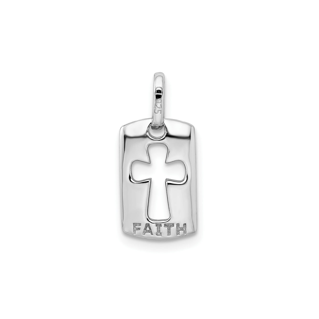 Sterling Silver Cross Pendant with Cubic Zirconia, Openwork Modern Religious Design