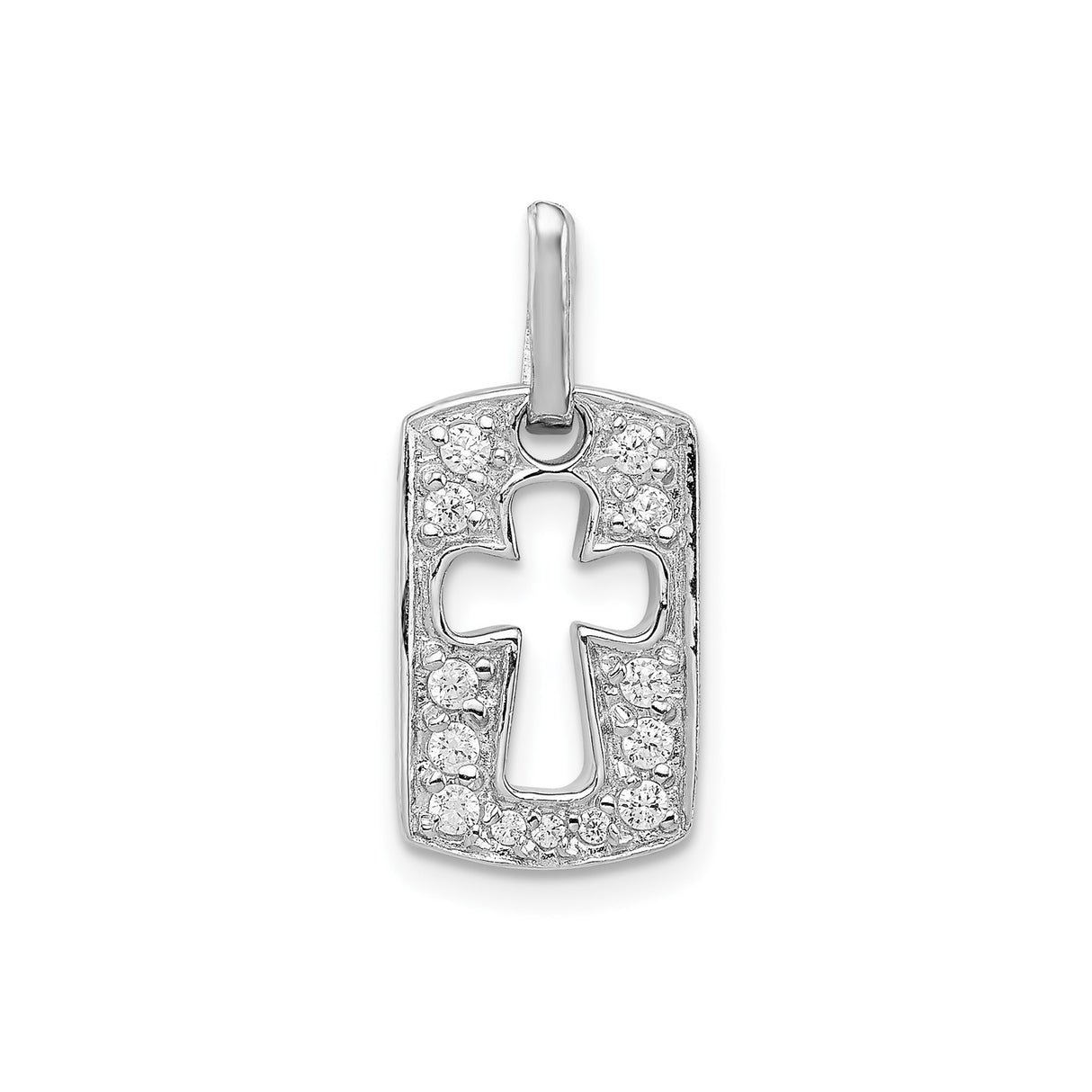 Sterling Silver Cross Pendant with Cubic Zirconia, Openwork Modern Religious Design