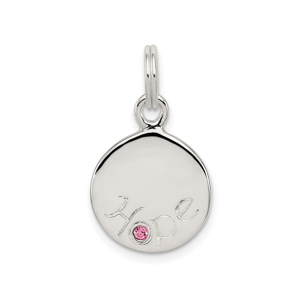 Sterling Silver Hope Pendant with Pink Cubic Zirconia Accent, Spiritual Symbolic Jewelry for Women