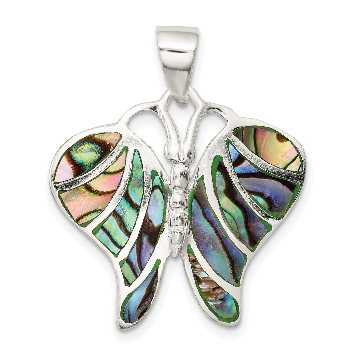 Sterling Silver Butterfly Pendant with Abalone Shell Inlay, Nature Inspired Jewelry for Women