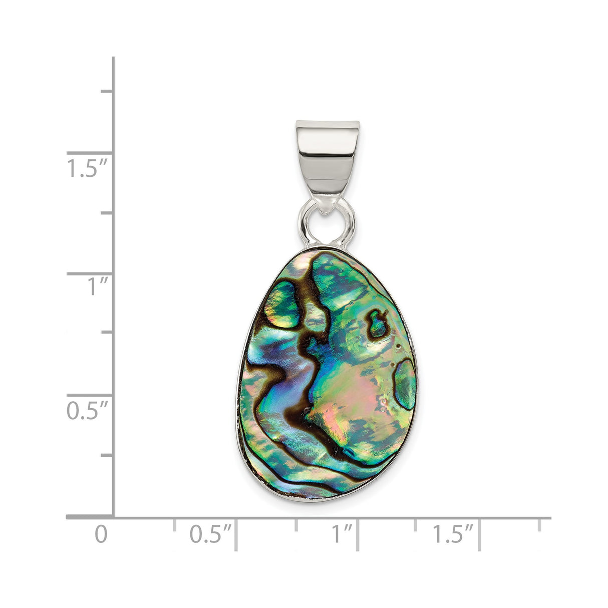 Sterling Silver Teardrop Pendant with Abalone Shell, Iridescent Ocean-Inspired Design