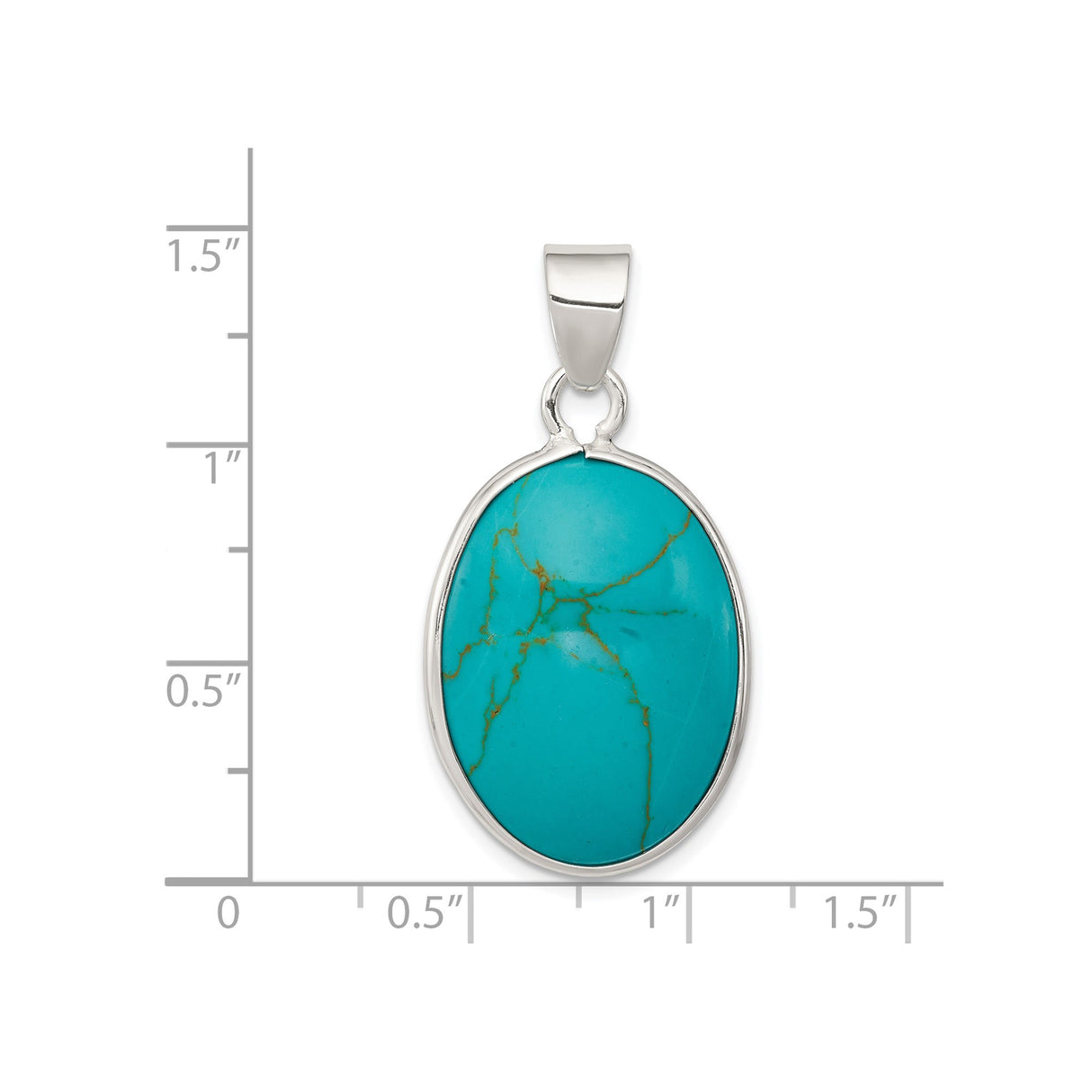 Sterling Silver Oval Turquoise Pendant with Natural Veining, Bohemian Spiritual Jewelry