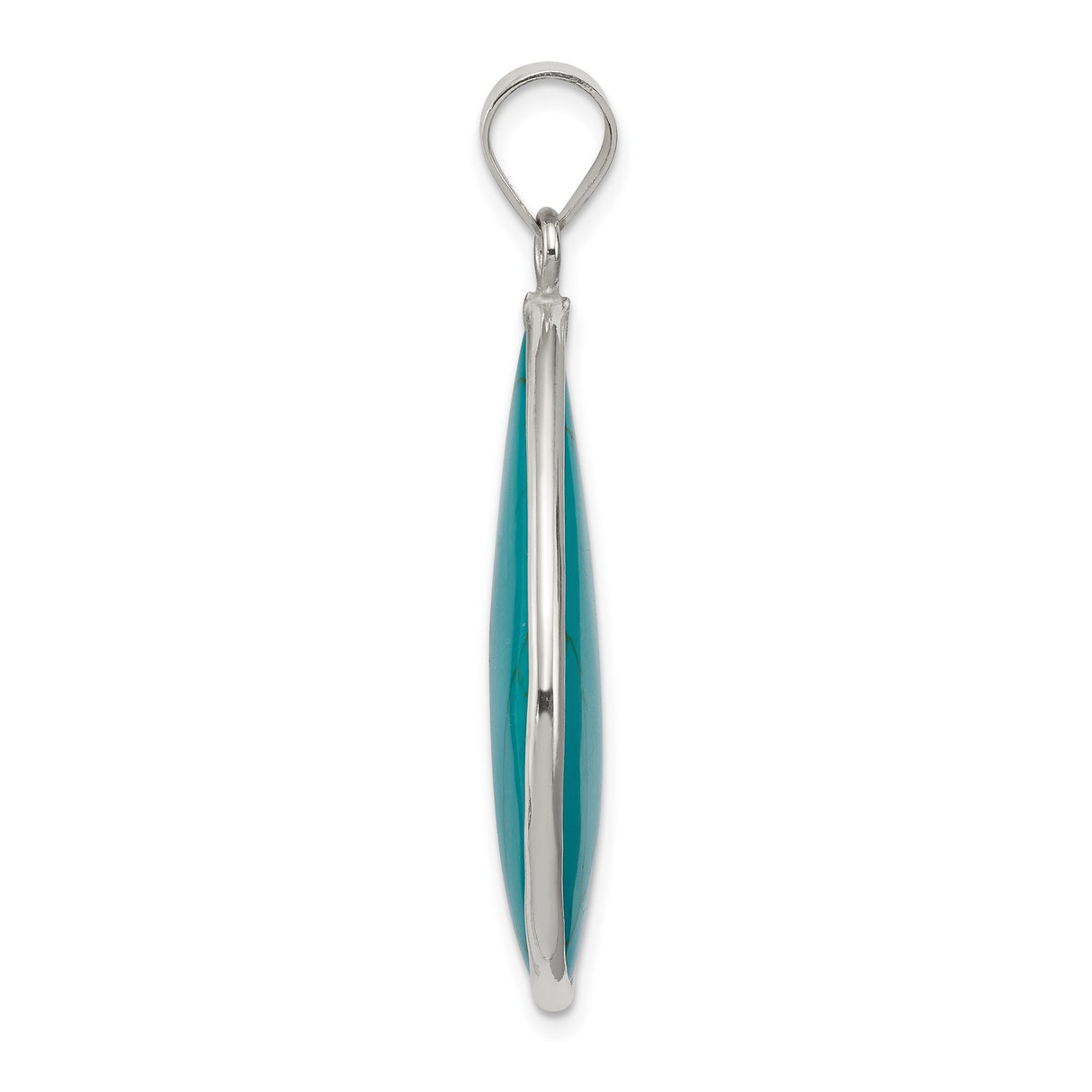 Sterling Silver Teardrop Pendant with Turquoise, Southwestern Boho Style for Women