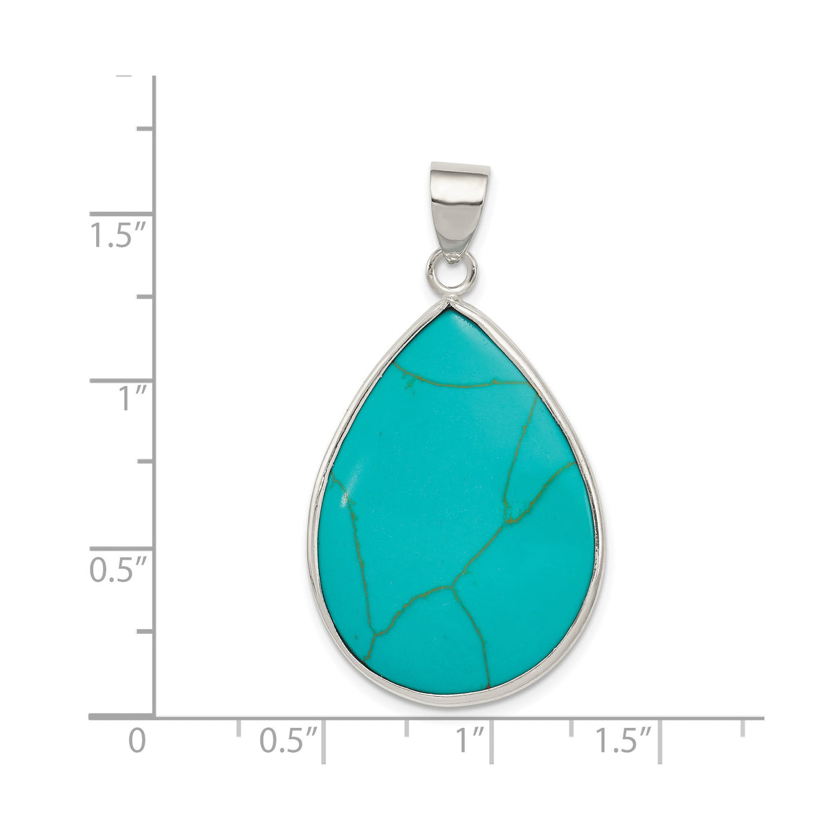 Sterling Silver Teardrop Pendant with Turquoise, Southwestern Boho Style for Women