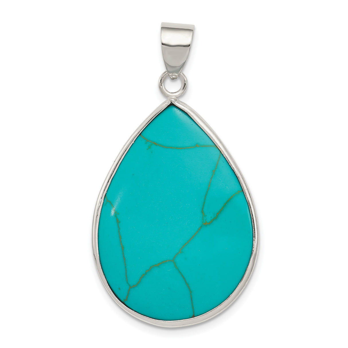 Sterling Silver Teardrop Pendant with Turquoise, Southwestern Boho Style for Women