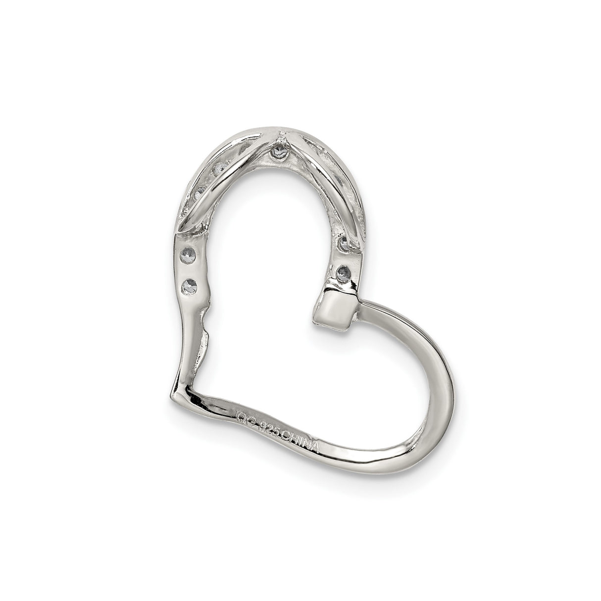 Sterling Silver Pendant with Cubic Zirconia, Heart and Horseshoe Design for Women