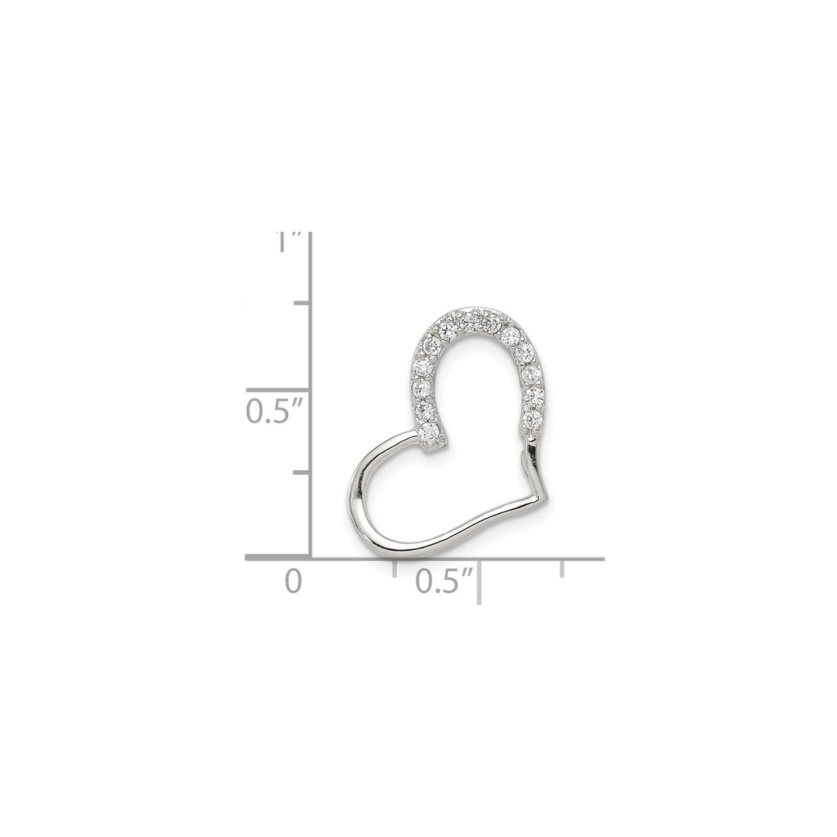 Sterling Silver Pendant with Cubic Zirconia, Heart and Horseshoe Design for Women