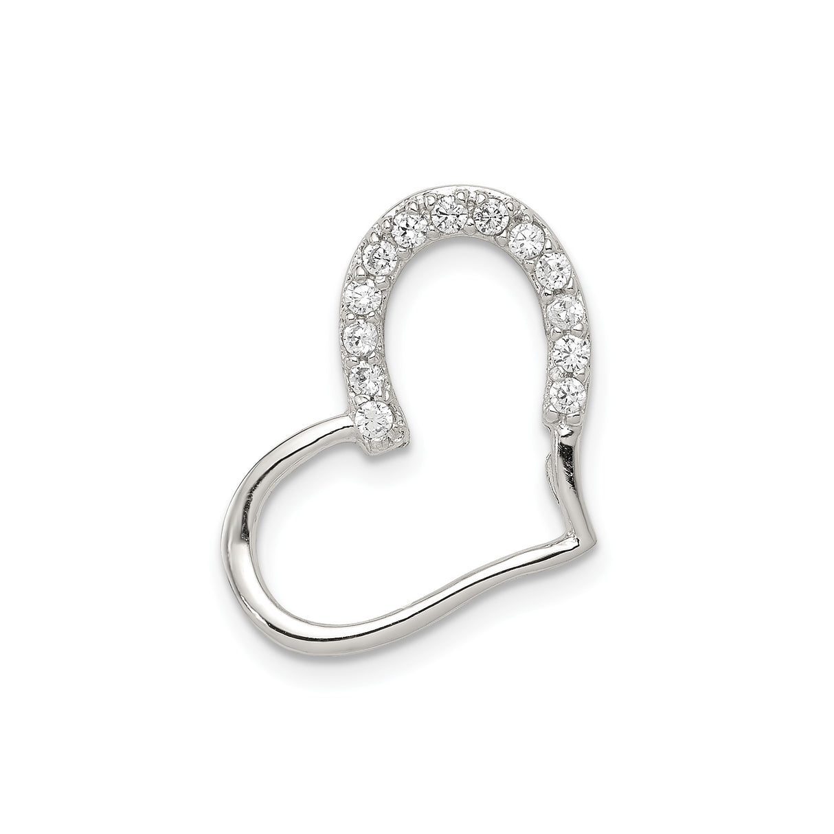 Sterling Silver Pendant with Cubic Zirconia, Heart and Horseshoe Design for Women