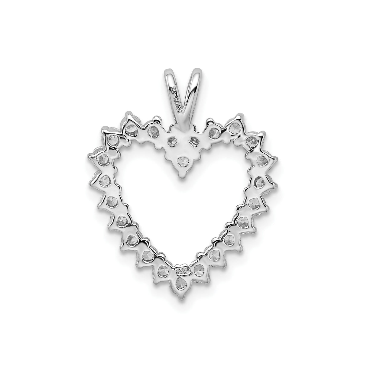 Sterling Silver Heart Pendant with Cubic Zirconia, Open Design Romantic Jewelry for Women