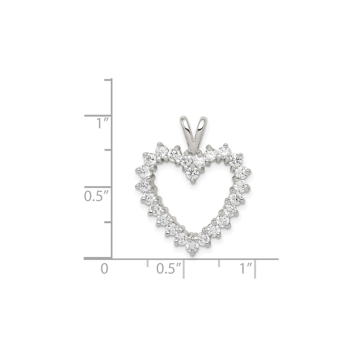 Sterling Silver Heart Pendant with Cubic Zirconia, Open Design Romantic Jewelry for Women