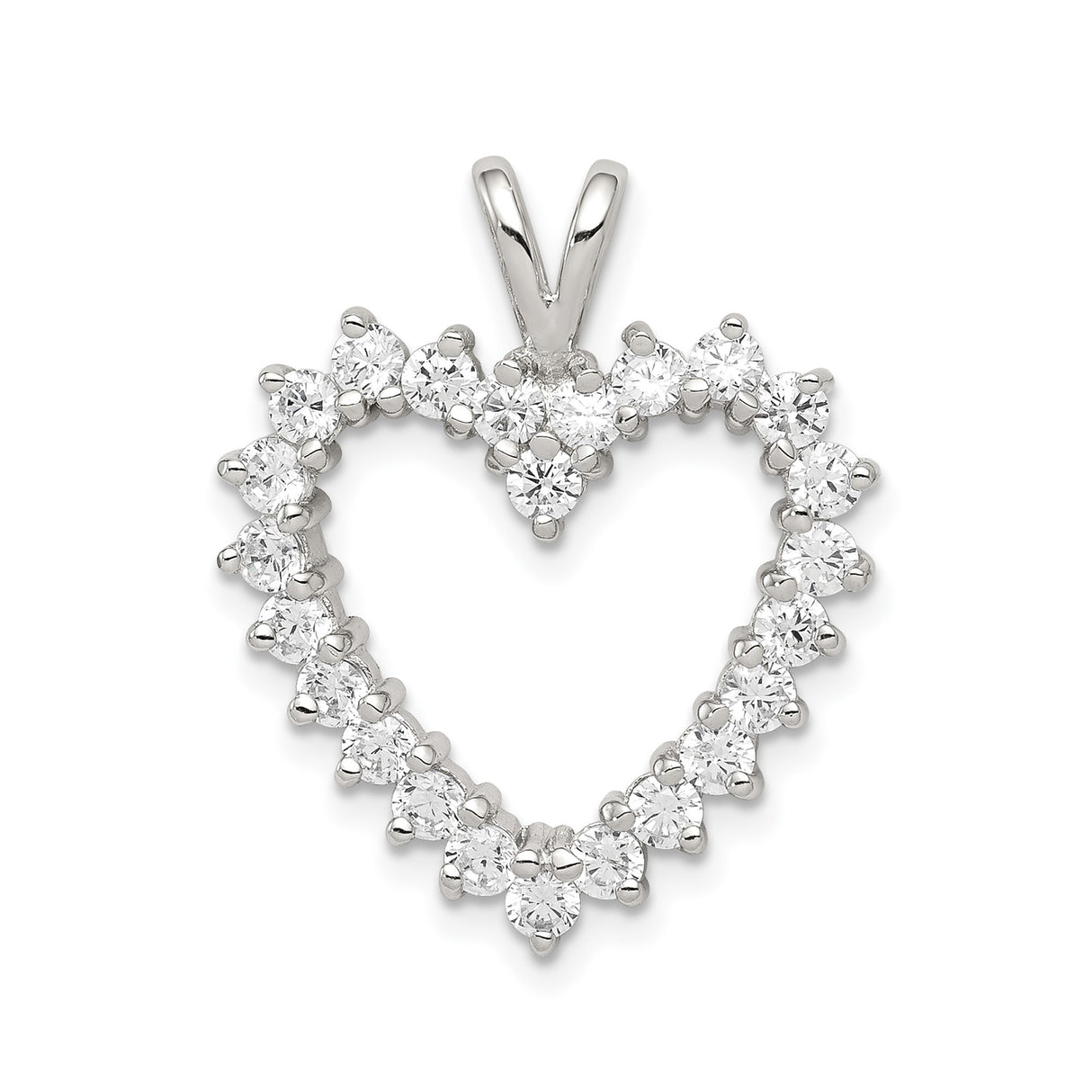 Sterling Silver Heart Pendant with Cubic Zirconia, Open Design Romantic Jewelry for Women
