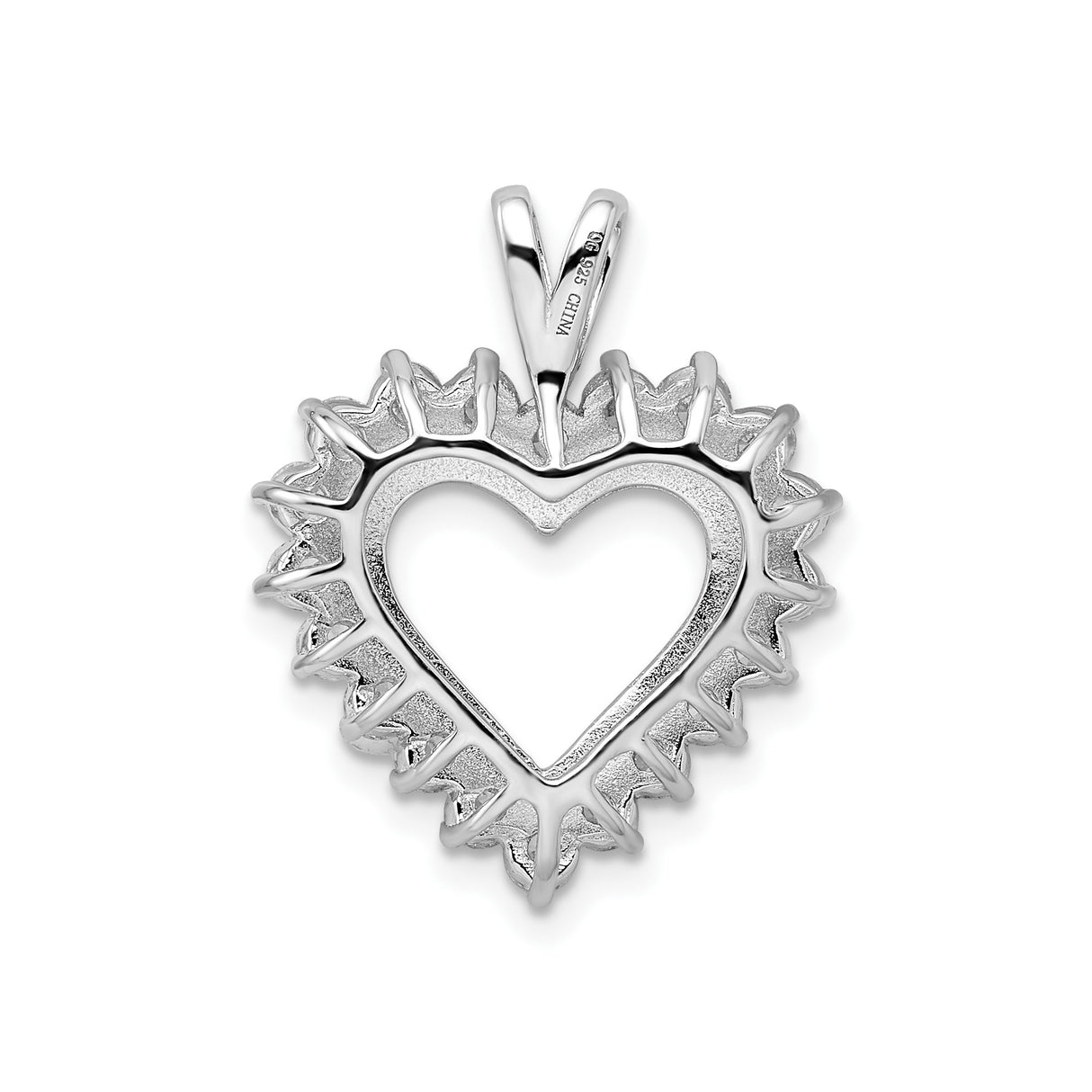 Sterling Silver Heart Pendant with Cubic Zirconia, Open Heart Design for Women