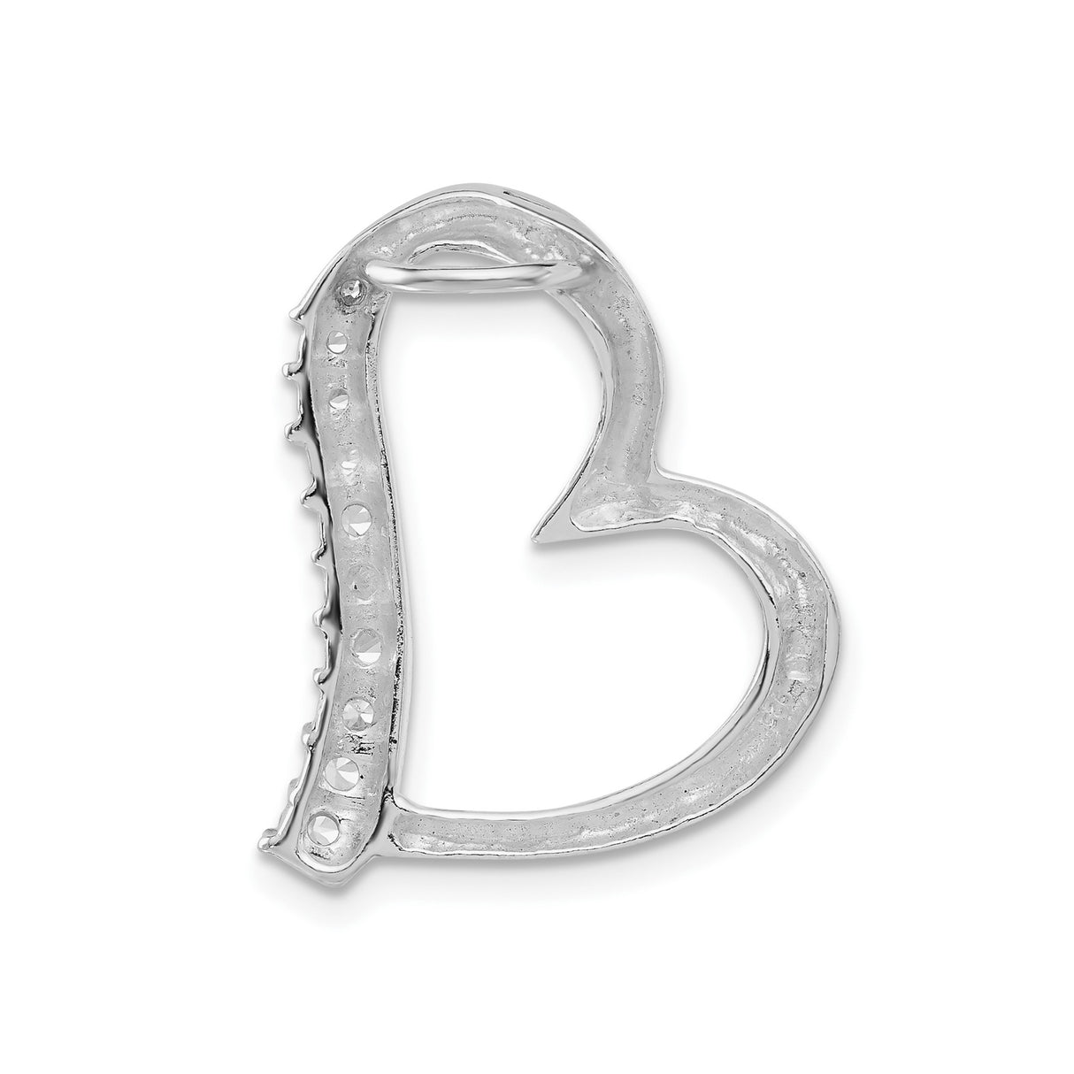 Sterling Silver Heart Pendant with Open Heart Design and Cubic Zirconia Accents