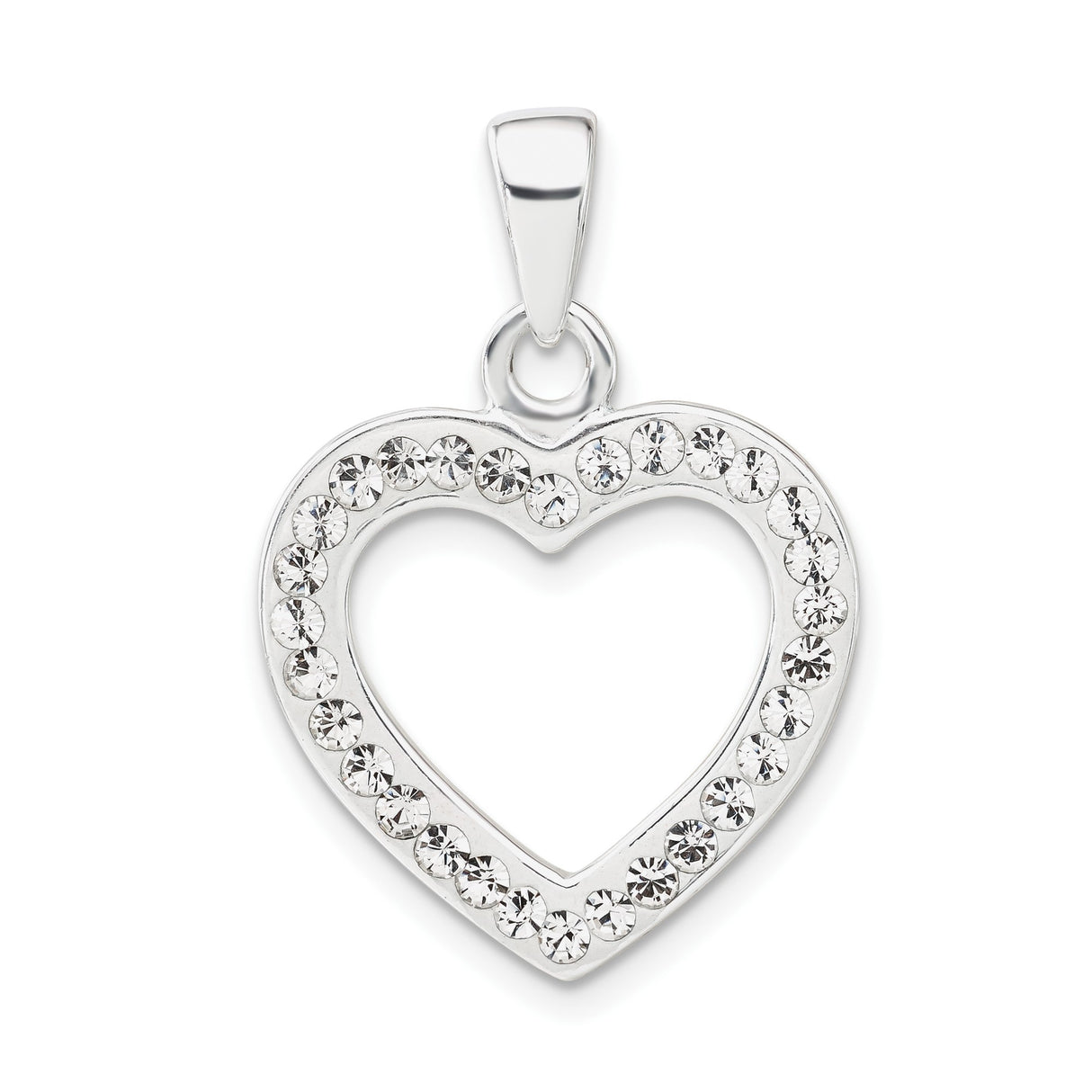 Sterling Silver Open Heart Pendant with Cubic Zirconia Accents, Romantic Dainty Jewelry for Women
