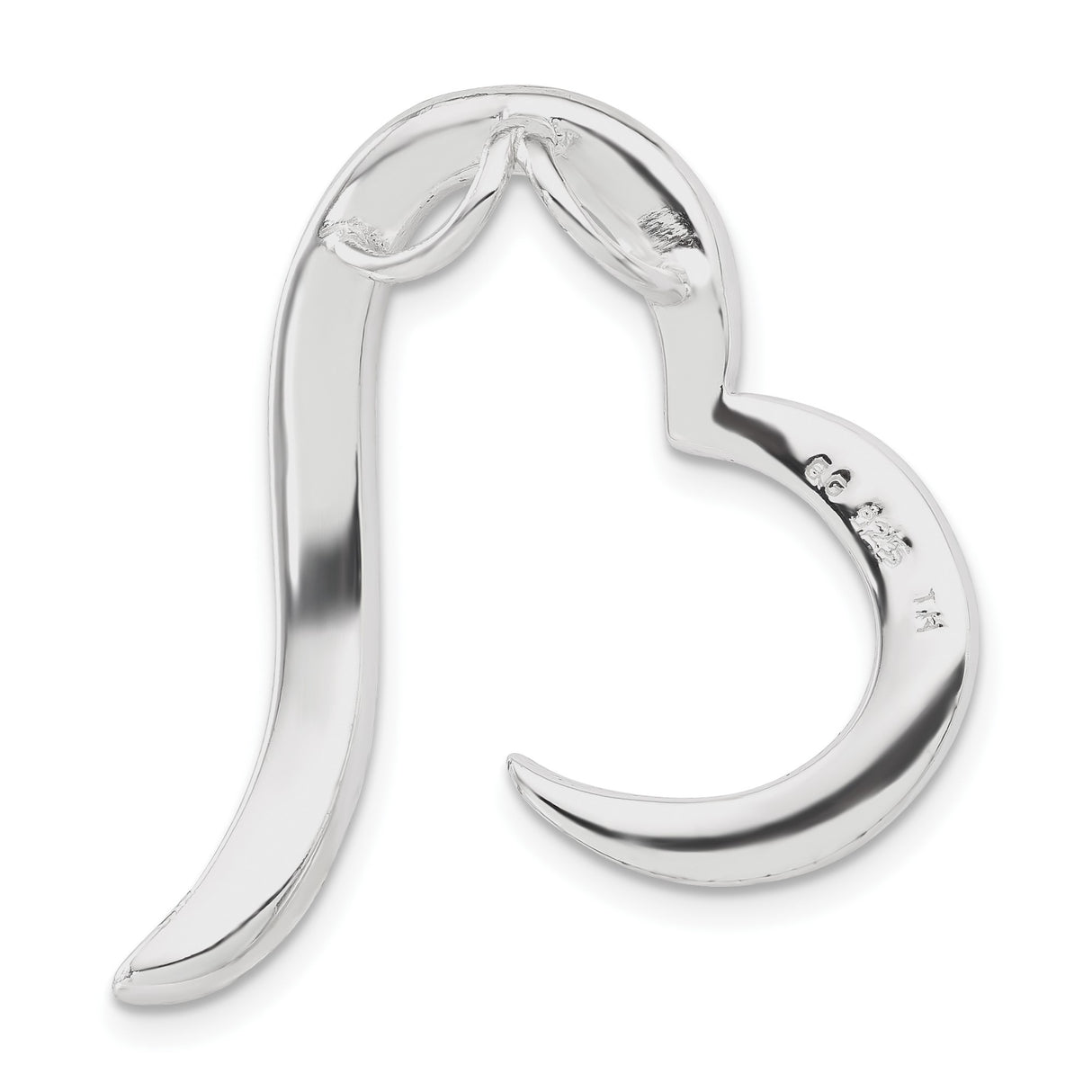 Sterling Silver Heart Pendant with Cubic Zirconia, Open Swirl Design, Modern Love Style