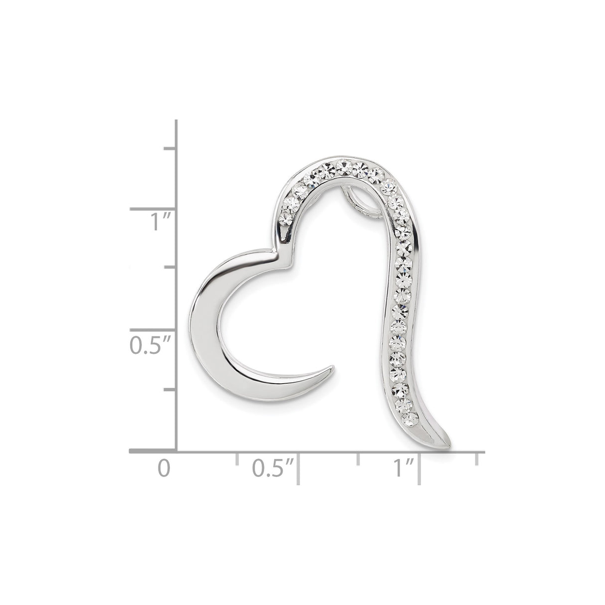 Sterling Silver Heart Pendant with Cubic Zirconia, Open Swirl Design, Modern Love Style