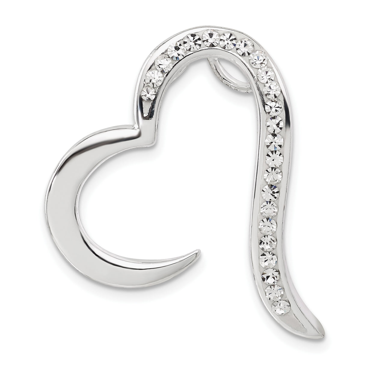 Sterling Silver Heart Pendant with Cubic Zirconia, Open Swirl Design, Modern Love Style