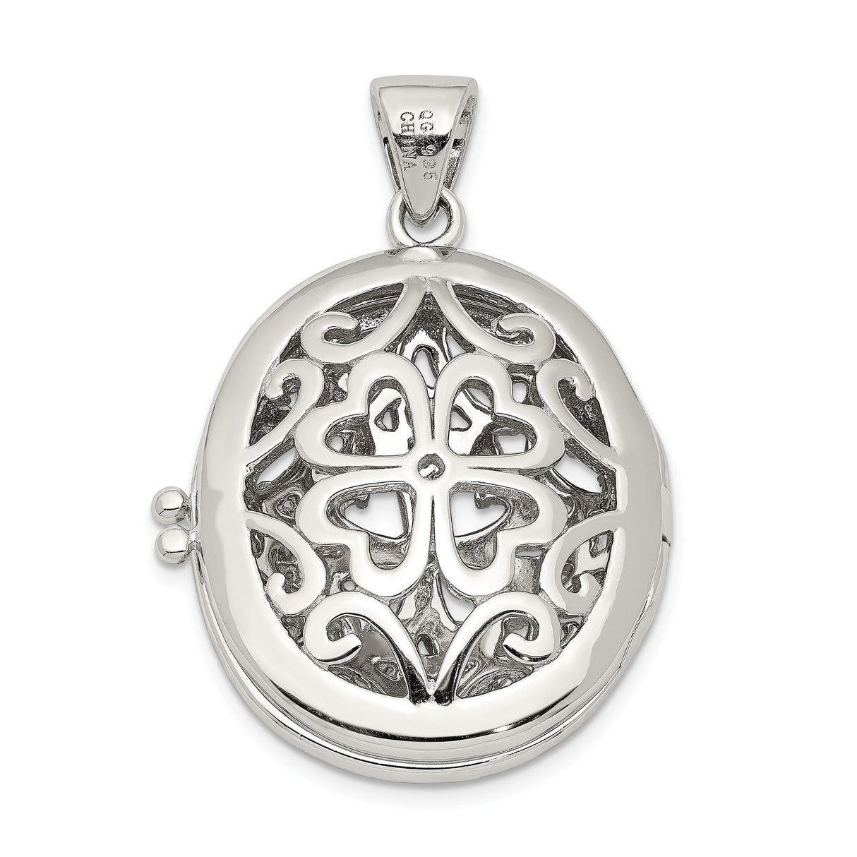 Sterling Silver Locket Pendant with Cubic Zirconia, Vintage Floral Filigree Design for Women