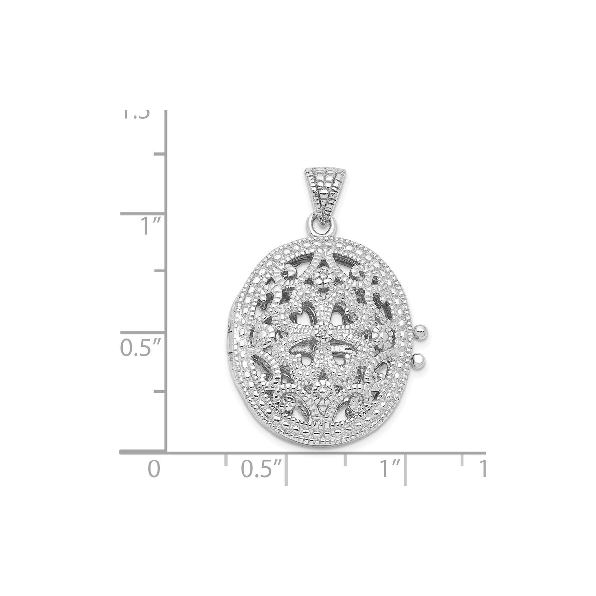 Sterling Silver Locket Pendant with Cubic Zirconia, Vintage Floral Filigree Design for Women