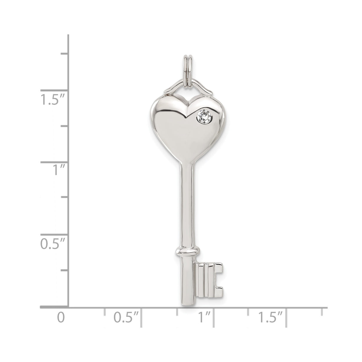Sterling Silver Heart Key Pendant with Cubic Zirconia, Symbolic Love and Trust Jewelry for Women