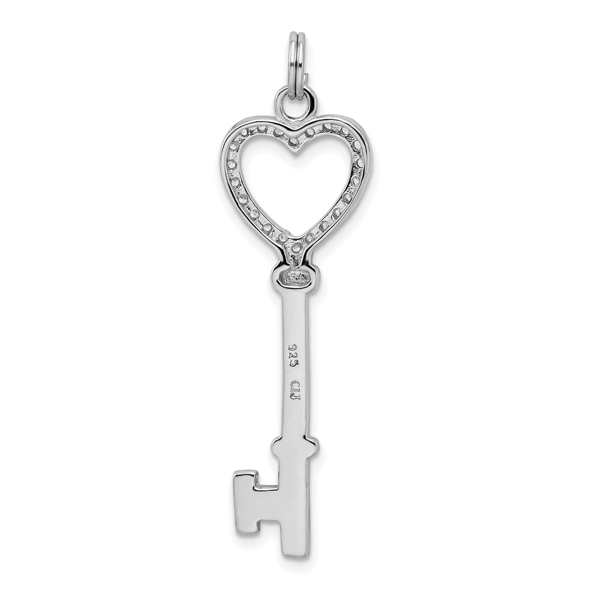 Sterling Silver Heart Key Pendant with Cubic Zirconia, Romantic Charm Jewelry for Women