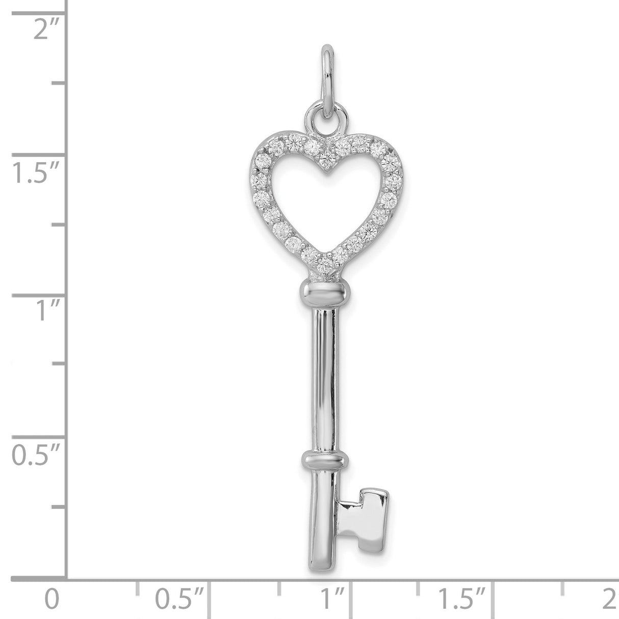 Sterling Silver Heart Key Pendant with Cubic Zirconia, Romantic Charm Jewelry for Women
