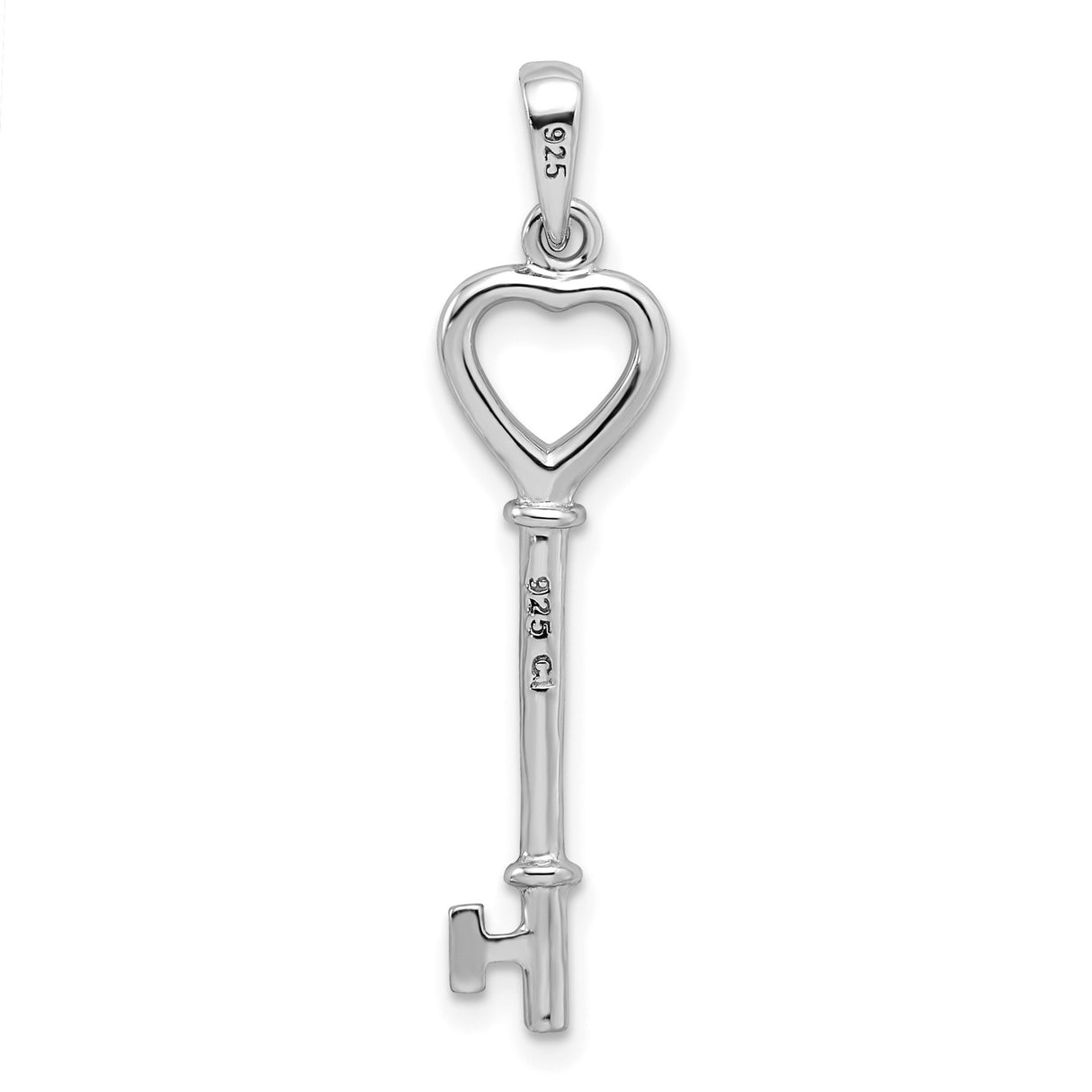 Sterling Silver Heart Key Pendant, Open Heart Charm Symbolizing Love and Romance