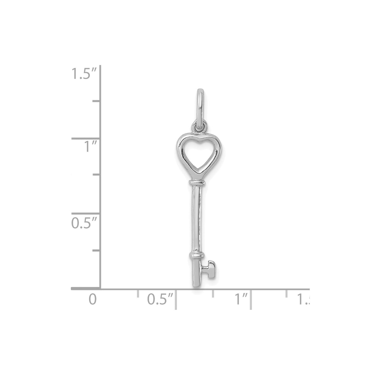 Sterling Silver Heart Key Pendant, Open Heart Charm Symbolizing Love and Romance