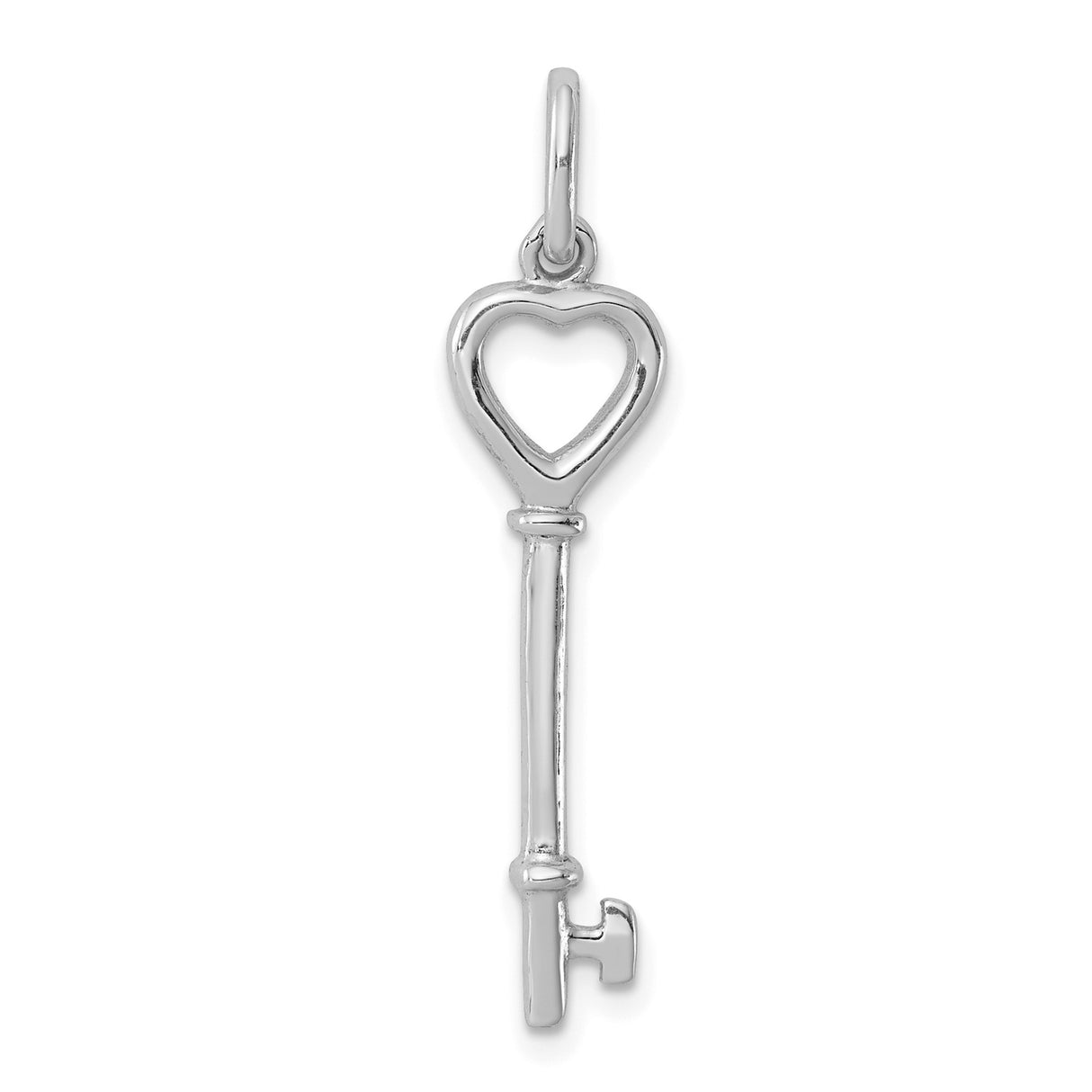 Sterling Silver Heart Key Pendant, Open Heart Charm Symbolizing Love and Romance