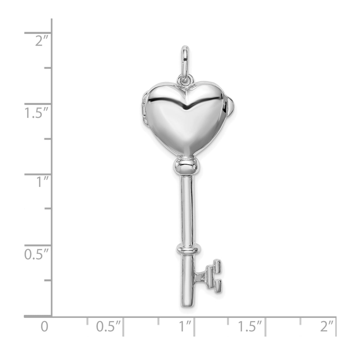 Sterling Silver Heart Key Pendant with Polished Heart Charm, Romantic Jewelry for Women